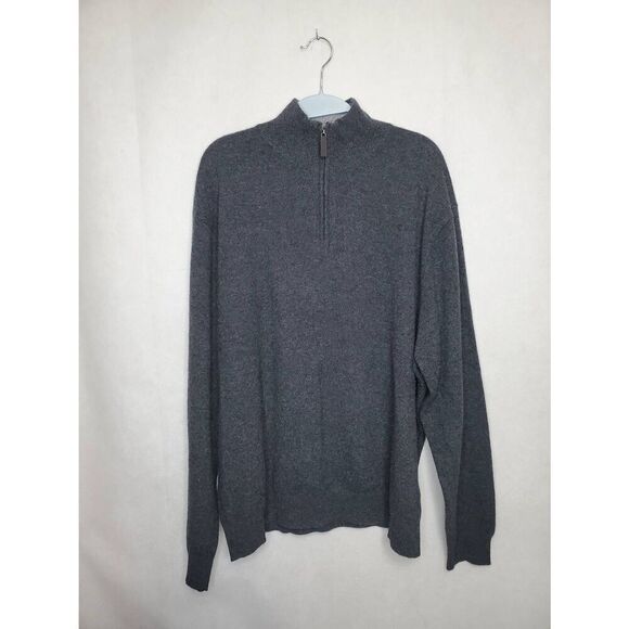Club Room Estate 100% Cashmere Men's Quarter Zip Pullover Grey Sweater Old Money - Picture 2 of 8